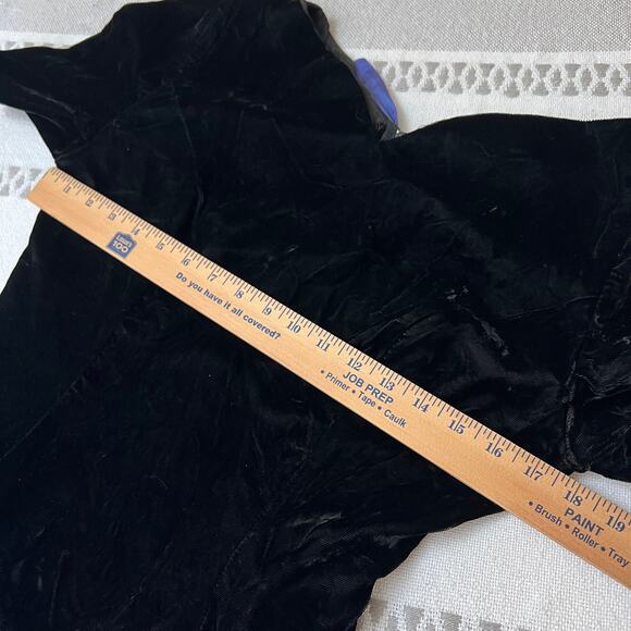Vintage Jessica McClintock Gunne Sax Black Velvet Blue Prom Cocktail Party Dress - Picture 5 of 10